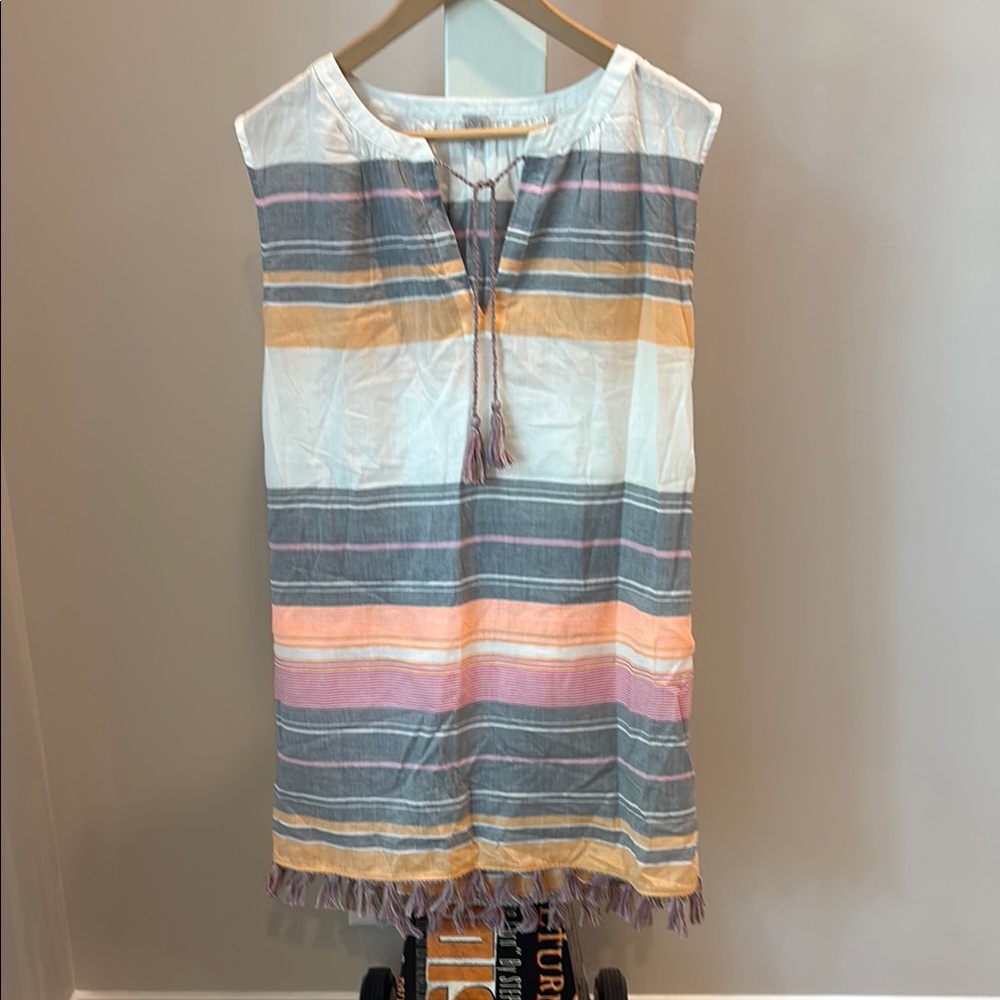 Striped Sleeveless Dress with Tassels